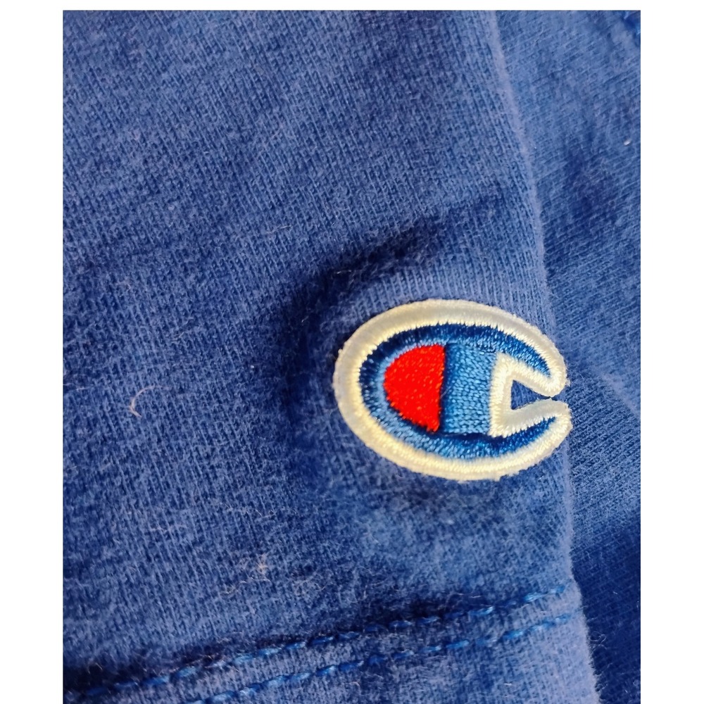 VTG Champion T-Shirt Men's L/XL Navy Blue Orange Large C Logo Athletic Tee Y2K - Picture 4 of 5
